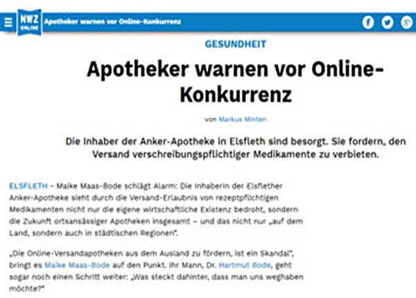 Apotheker warnen vor Online-Konkurrenz